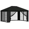 vidaXL Altánok so stenami 4 × 3 m Čierna Polyester a oceľ 190 gsm