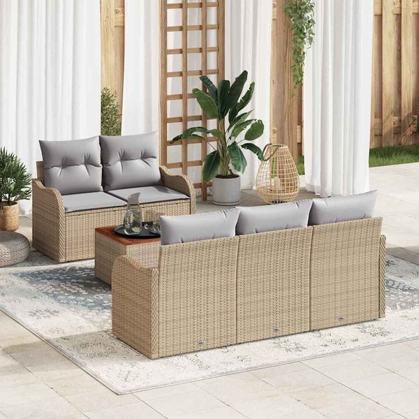 vidaXL Súprava záhradných pohoviek s vankúšom 6 pcs Béžová polyratan