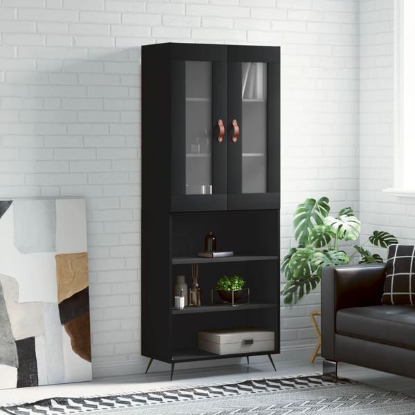 vidaXL Vysoká skrinka čierna 69,5x34x180 cm spracované drevo