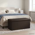 vidaXL Skladacia úložná lavička Hnedá 180 kg 80 L 77 x 38 x 38 cm PVC
