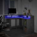 vidaXL Stôl s LED svetlami betónovo sivý 130x130x91cm kompozitné drevo