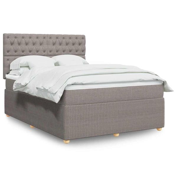vidaXL Posteľný rám boxspring s matracom sivohned 140x200 cm látka