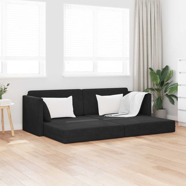 vidaXL Podlahová pohovka na spanie Čierna 213 x 70 x 77 cm Zamat