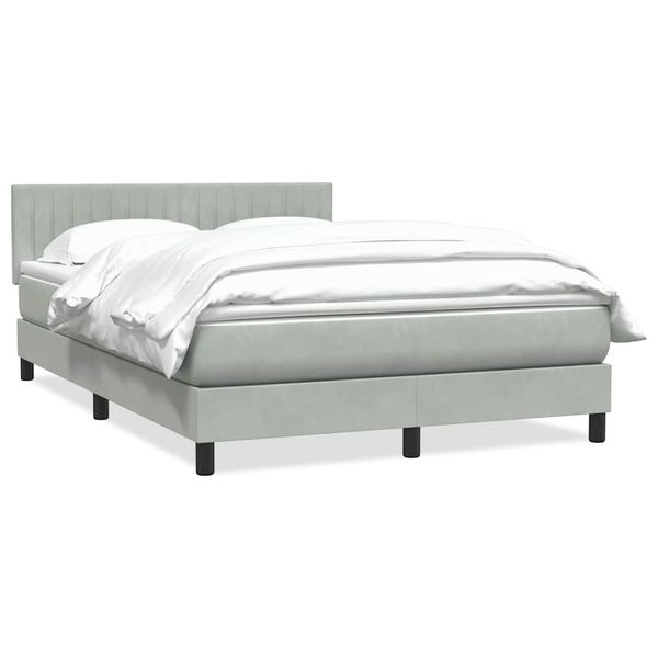 vidaXL Box Spring Posteľ s matracom Svetlosivá 140x220 cm Zamat