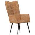 vidaXL Kreslo wingback hnedé plátno