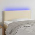 vidaXL Čelo postele s LED krémové 80x5x78/88 cm umelá koža