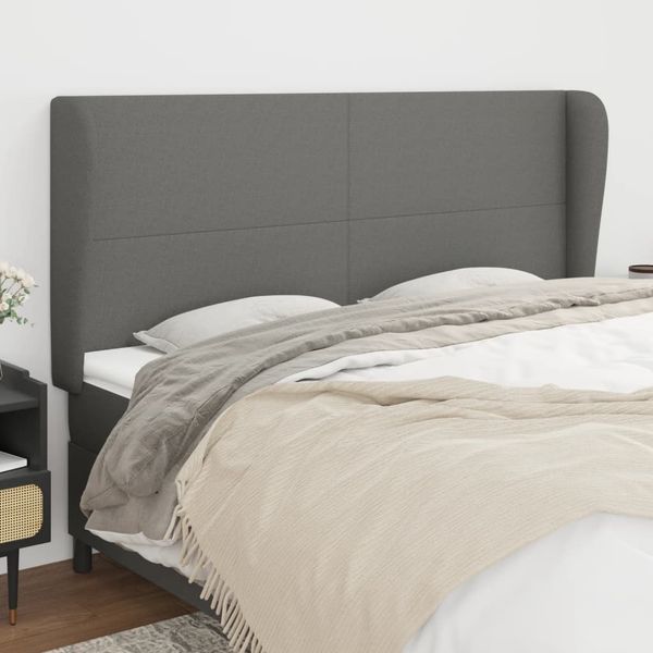 vidaXL Čelo postele so záhybmi tmavosivé 203x23x118/128 cm látka