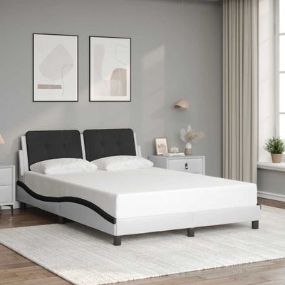 vidaXL Rám postele bez matraca Zadar bielo-čierny 120x200 cm umelá koža
