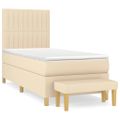 vidaXL Posteľný rám boxspring s matracom krémový 90x190 cm látka