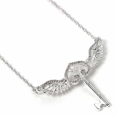 Strieborný náhrdelník Harry Potter - Lietajúci kľúč s kryštálmi (Ag 925)