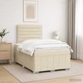 vidaXL LED boxspring posteľ s matracom Krémová 120 x 190 cm Látka