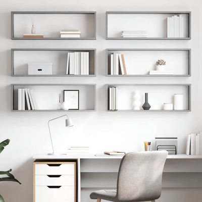vidaXL Nástenné police 6ks betónovo sivé 80x15x26,5cm kompozitné drevo