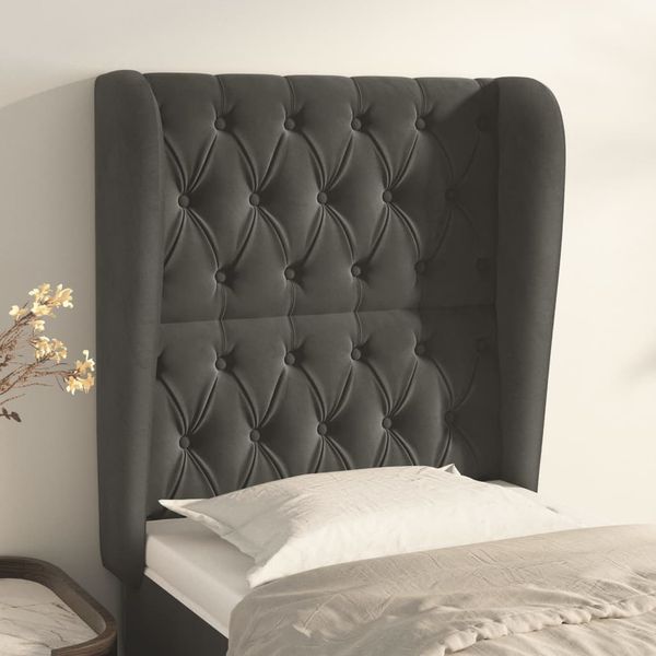 vidaXL Čelo postele so záhybmi tmavosivé 83x23x118/128 cm zamat