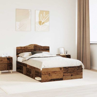 vidaXL Rám postele Staré drevo 120 x 200 cm Masívne borovicové drevo