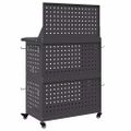 vidaXL Kovový vozík na náradie s poličkou Čierna 65 x 35 x 111 cm