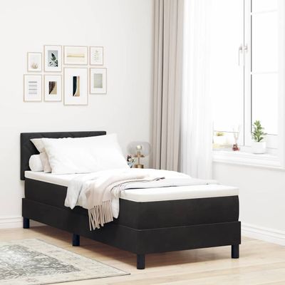 vidaXL Posteľ s pružinovým rámom s vankúšom Čierna 80 x 200 cm Zamat