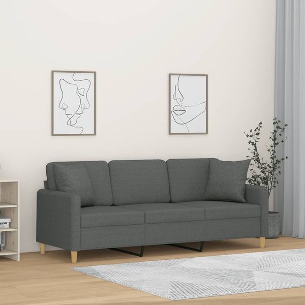 vidaXL 3-miestna pohovka s vankúšmi tmavosivá 180 cm látka