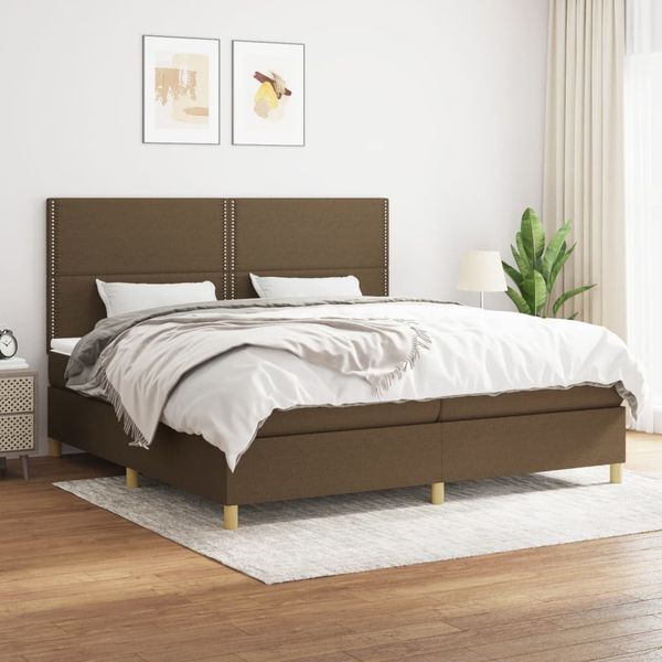 vidaXL Boxspring posteľ s matracom tmavohnedá 200x200 cm látka
