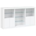 vidaXL Komoda s LED svetlami biela 181,5x37x100 cm