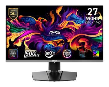 MSI MAG 272QP QD-OLED X50 Gaming monitor 26,5" QD-OLED/2560x1440 (WQHD)/500Hz/0,03ms/2xHDMI/DP/USB-C/Výšk.nast/Pivot Monitor, 27" QD-OLED, 2560×1440, 500Hz, 0.03ms, HDR500, G-SYNC, FreeSync, HDMI 2.1, DP 1.4a, USB-C