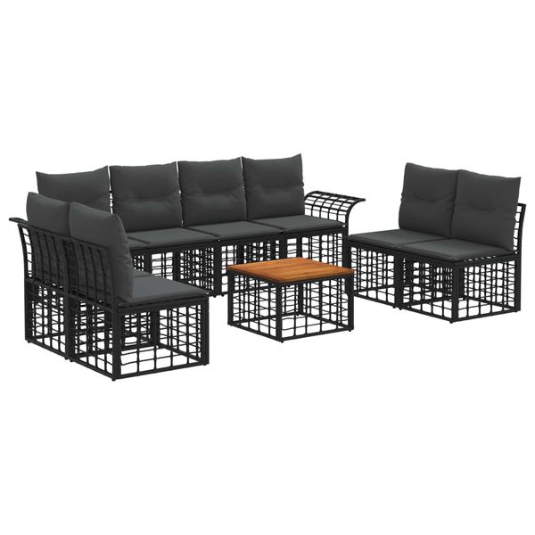 vidaXL Záhradná súprava gaučov 9 pcs Čierna a tmavošedá Polyester