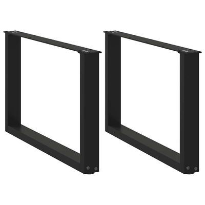 vidaXL Nohy konferenčného stolíka v tvare U, 2 ks, čierne, 60 x (42-43) cm, oceľové