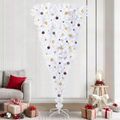 vidaXL Umelý vianočný stromček s 300 LED-i Biela 240 cm PVC a oceľ