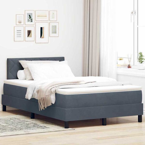 vidaXL Posteľ s pružinovým rámom Tmavo šedá 120 x 190 cm Zamat