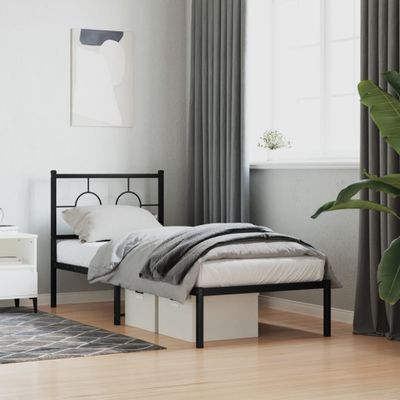 vidaXL Kovový rám postele s čelom čierny 80x200 cm