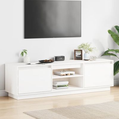 vidaXL TV stolík biely 140x35x40 cm masívna borovica