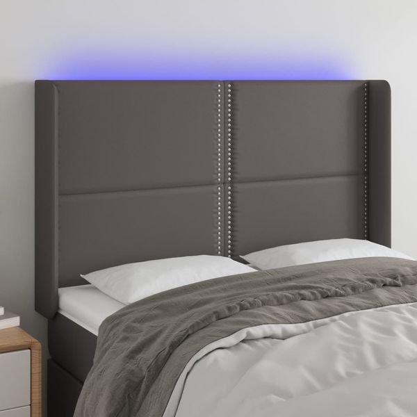 VidaXL Čelo postele sivé 147x16x118/128 cm umelá koža