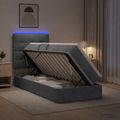 vidaXL LED úložná posteľ s matracom Tmavosivá 100 x 200 cm Zamat