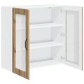 vidaXL Nástenný sklenený kabinet LUCCA Dub artisan 80 x 31 x 80 cm