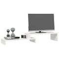 vidaXL Stojan na monitor biely (52-101)x22x14 cm masívna borovica