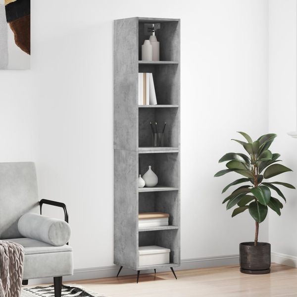 vidaXL Vysoká skrinka betónová sivá 69,5x32,5x180 cm spracované drevo
