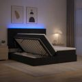 vidaXL LED úložná posteľ s matracom Čierna 200 x 200 cm Látka
