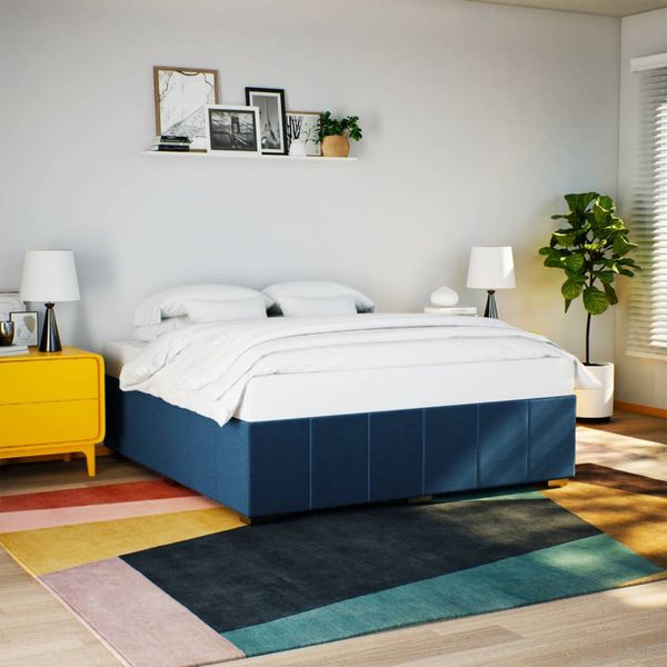 vidaXL Posteľ bez matraca modrá 200x200 cm látka