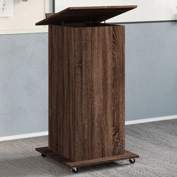 vidaXL Rečnícky pult kolieska zásuvka hnedý dub 55x55x107 cm kom.drevo