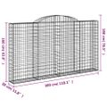 vidaXL Oblúkové gabiónové koše 4ks 300x30x160/180cm pozinkované železo