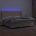 vidaXL Boxspring posteľ matrac a LED kapučínová 200x200 cm umelá koža