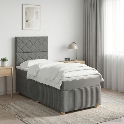 vidaXL LED boxspring posteľ s matracom Tmavosivá 80 x 200 cm Látka