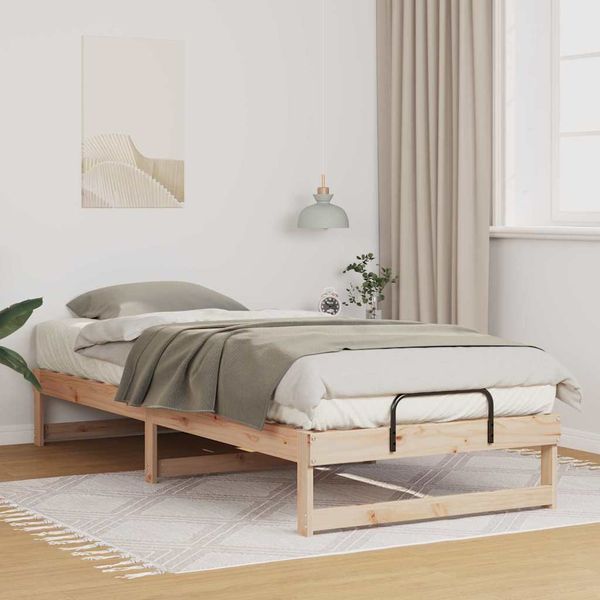 vidaXL Rám postele Hnedá 100 x 220 cm Masívne borovicové drevo