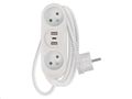 Predlžovací kábel EMOS P0211E / 1,4 m / 2 zásuvky+2×USB-A+1×USB-C / biely / PVC / 1,5 mm2