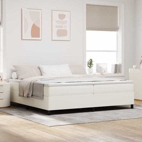 vidaXL Posteľ s pružinovým rámom Krémová a biela 200 x 200 cm
