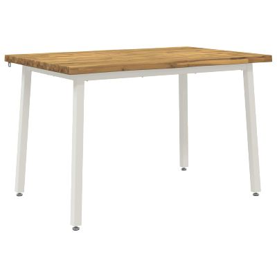 vidaXL 120 x 70 x 75 cm Pevné akáciové drevo Biela Obdĺžnikový