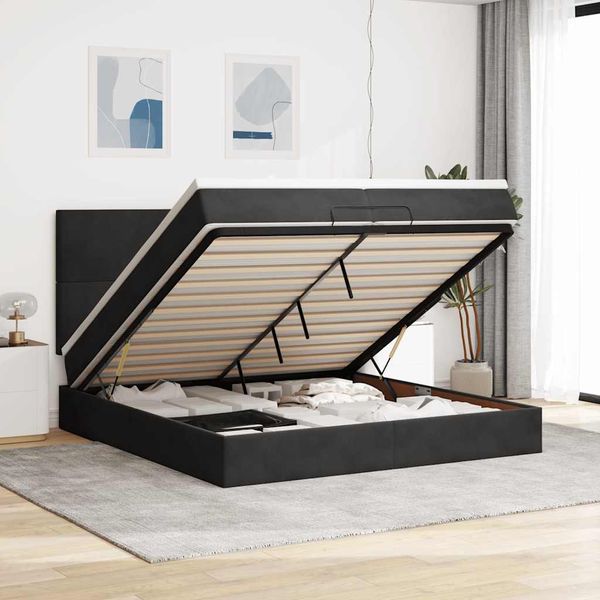 vidaXL Osmanský rám postele s matracmi čierna 200x200 cm zamat