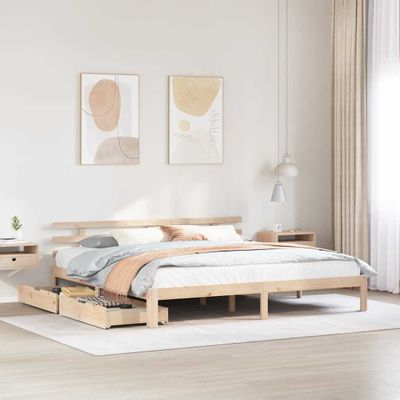 vidaXL Posteľný rám a zásuvky 180x200 cm borovicový masív
