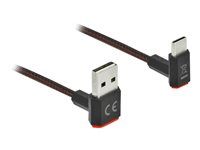 USB kabel - USB (M) zahnutý nahoru/dolů, reverzibilní do 24 pin USB-C (M) zahnutý nahoru/dolů, reverzibilní - 2 m - černá