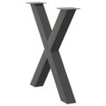 vidaXL Nohy k jedálenskému stolu v tvare X, 3 ks, antracitové, 70 x (72-73) cm, oceľ