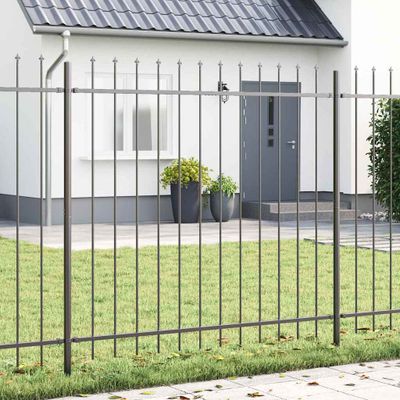 vidaXL Záhradný plot 4 pcs Sivá 6,8 x 1,5 m Práškovaná oceľ